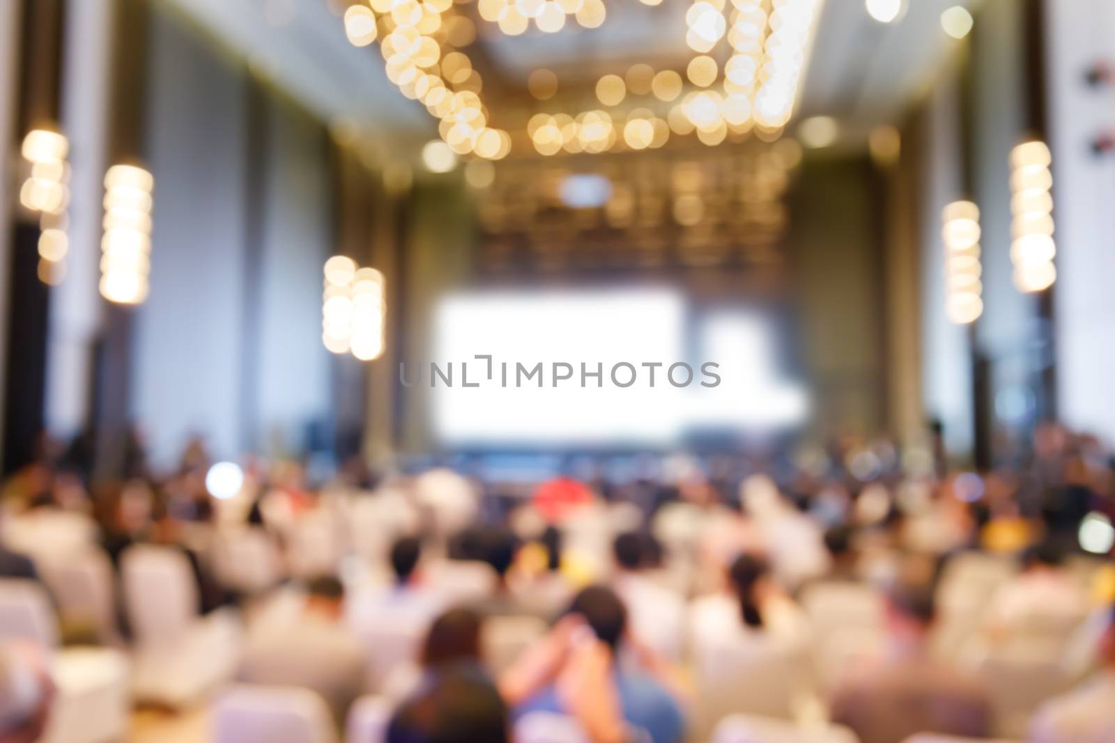 Abstract blur audience people in press conference event or corporate seminar meeting