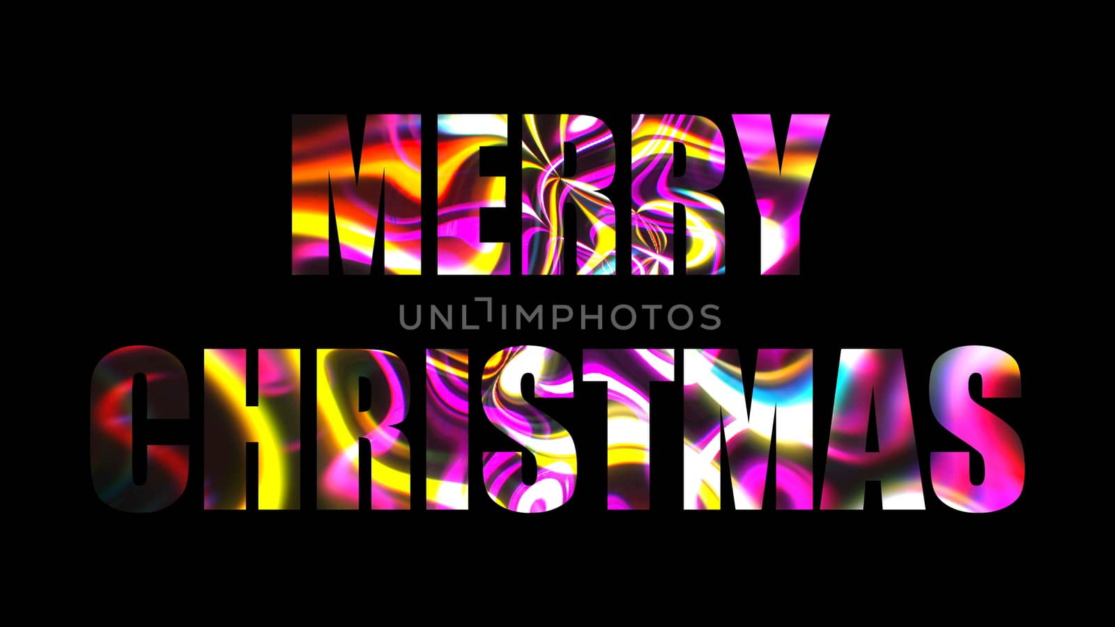 Merry christmas shiny bright text, 3d rendering background, computer generating for holidays festive design
