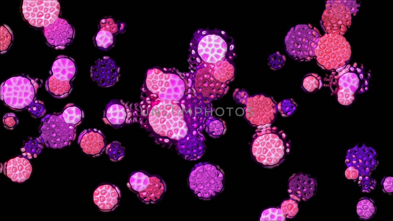 Close up abstract image with futuristic virus cell concept, 3d rendering backdrop, computer generating