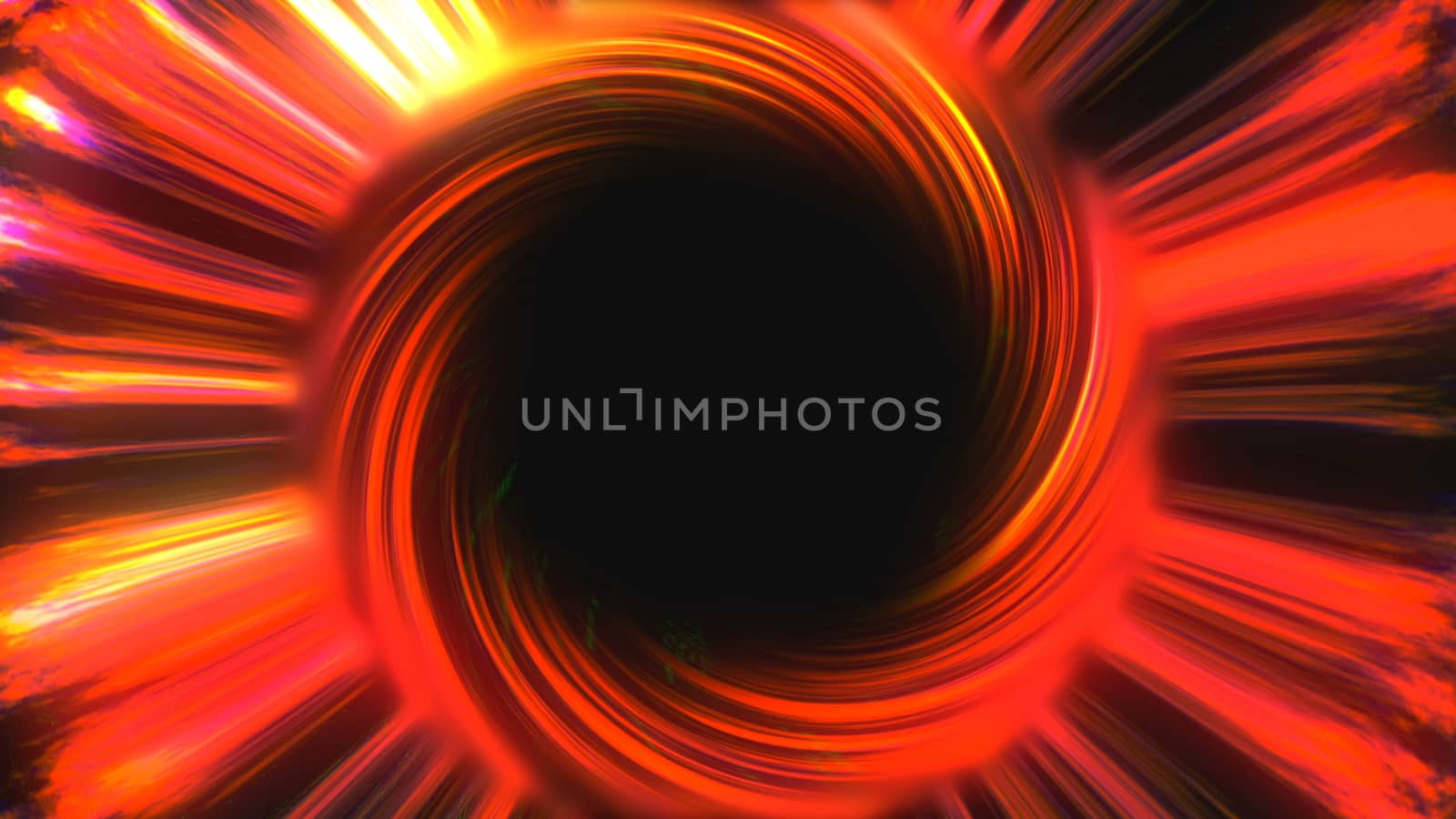 Big black hole in bright space, time warp, distortion of space, 3d rendering computer generating backdrop by nolimit046