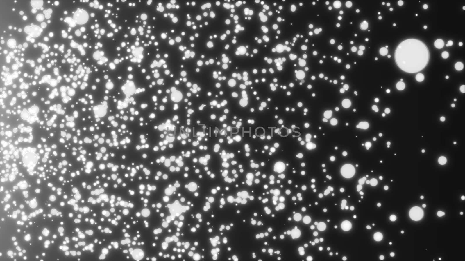 Many abstract small white particles in space, computer generated abstract background, 3D rendering by nolimit046