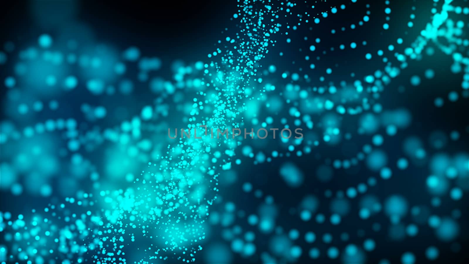 Abstract flowing bright particles as sea water, computer generated abstract background, 3D rendering