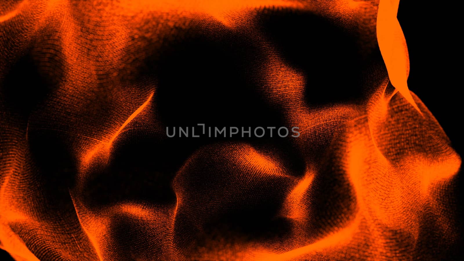 Defocused illuminated particles of wrinkled cloth, 3d background, computer render by nolimit046