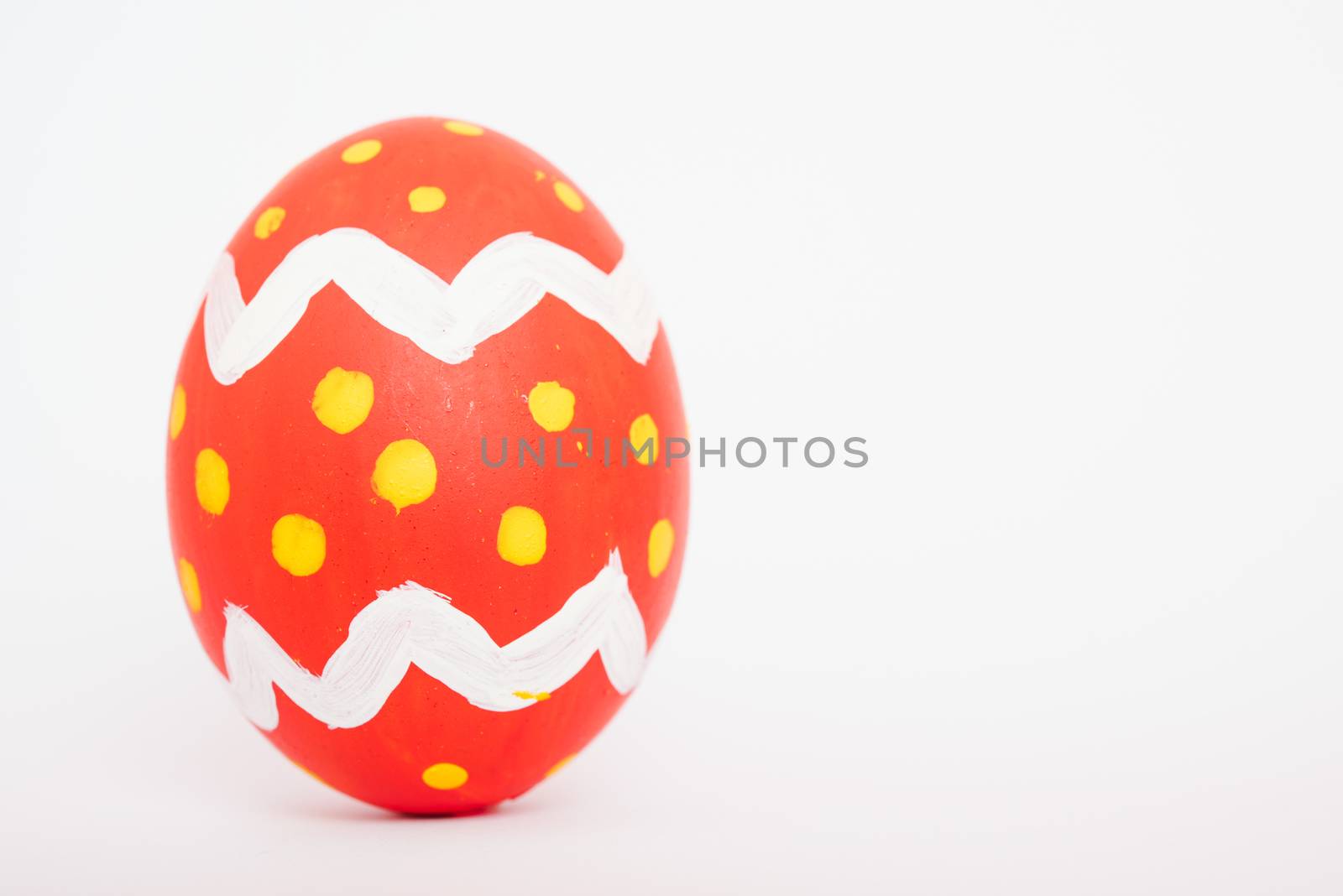 Beautiful Easter Red egg color isolate on white background, Easter day concept