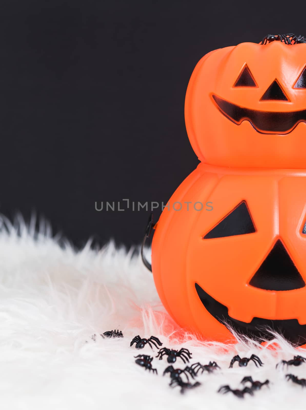 Pumpkin Jack orange color this horror is pumpkin on black background, Halloween day concept