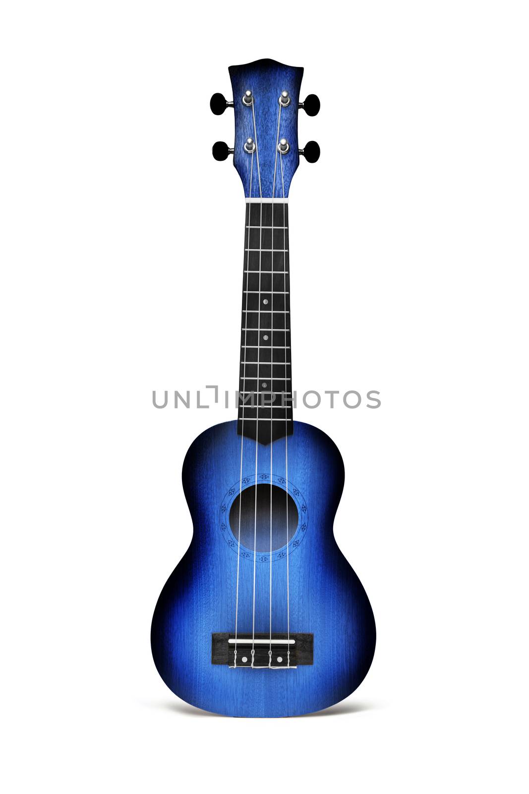 The Blue ukulele guitar isolated on the white background