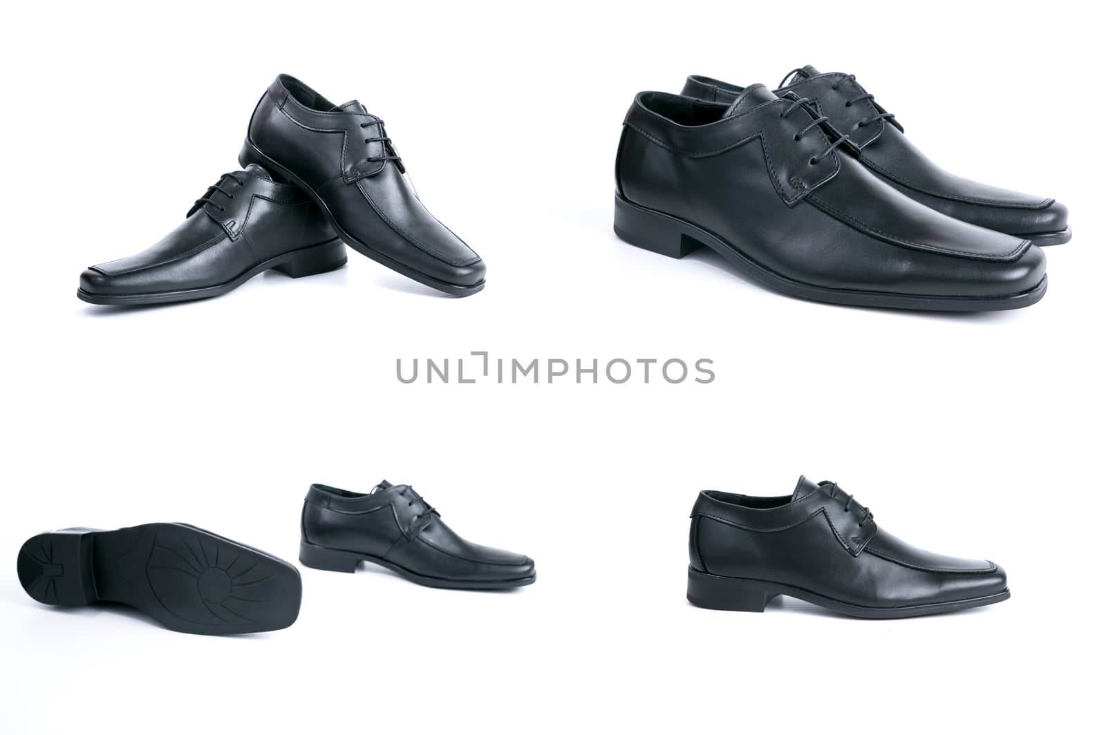 Group of black shoes on white background, isolated product. by GeorgeVieiraSilva