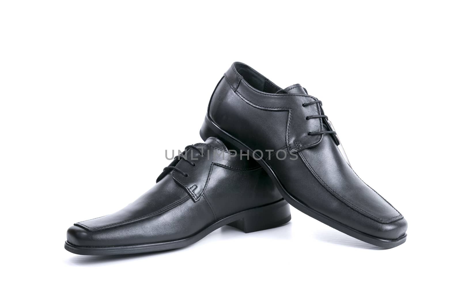 Male black shoes on white background, isolated product. by GeorgeVieiraSilva