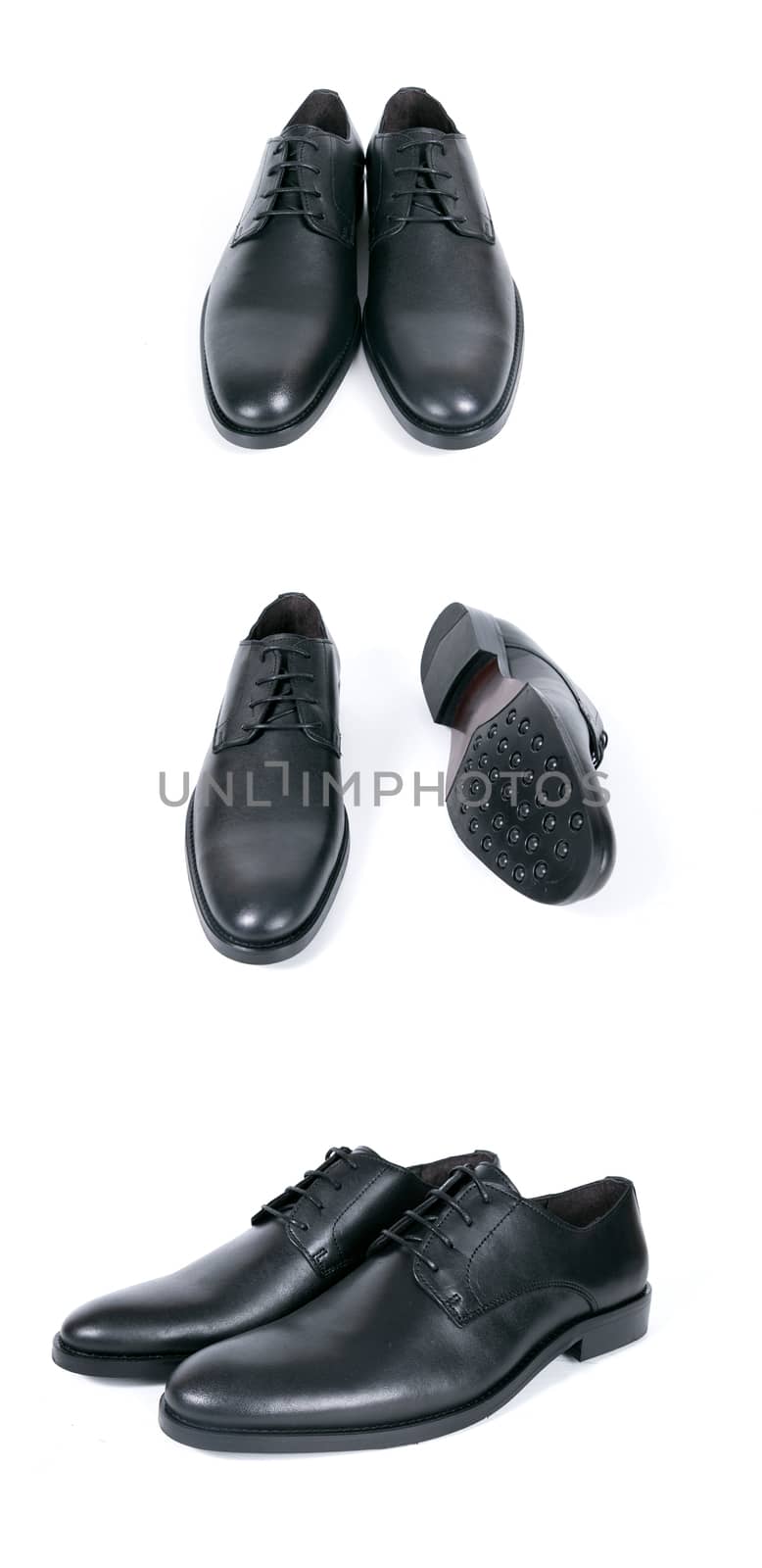 Group of black shoes on white background, isolated product. by GeorgeVieiraSilva