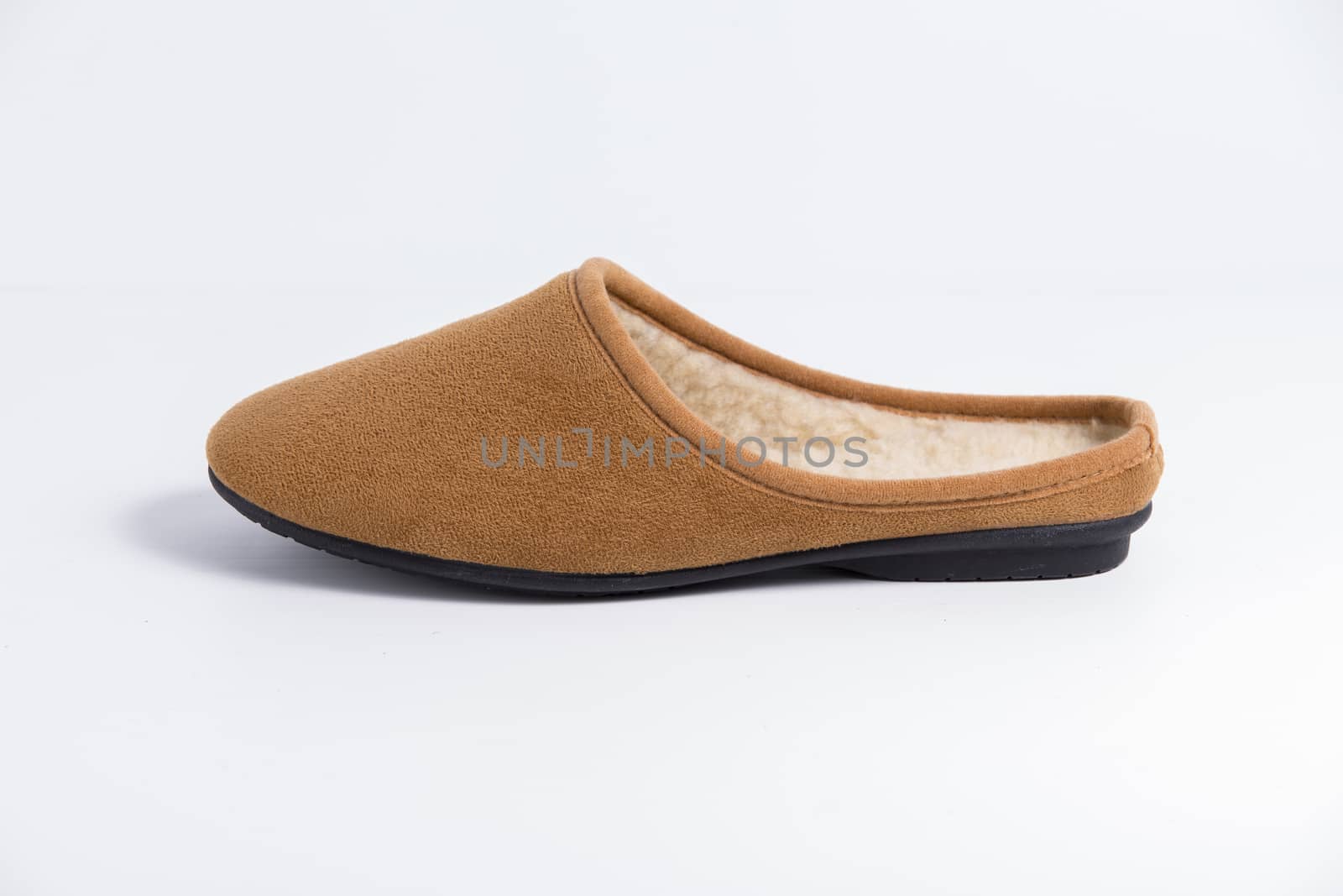 Brown slipper on white background, isolated product. by GeorgeVieiraSilva