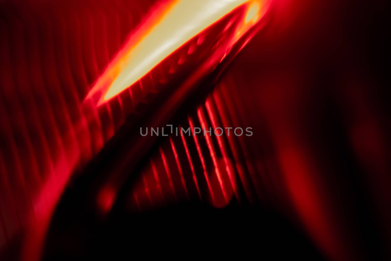Colorful red led lights inside a computer result in this powerful abstracts images