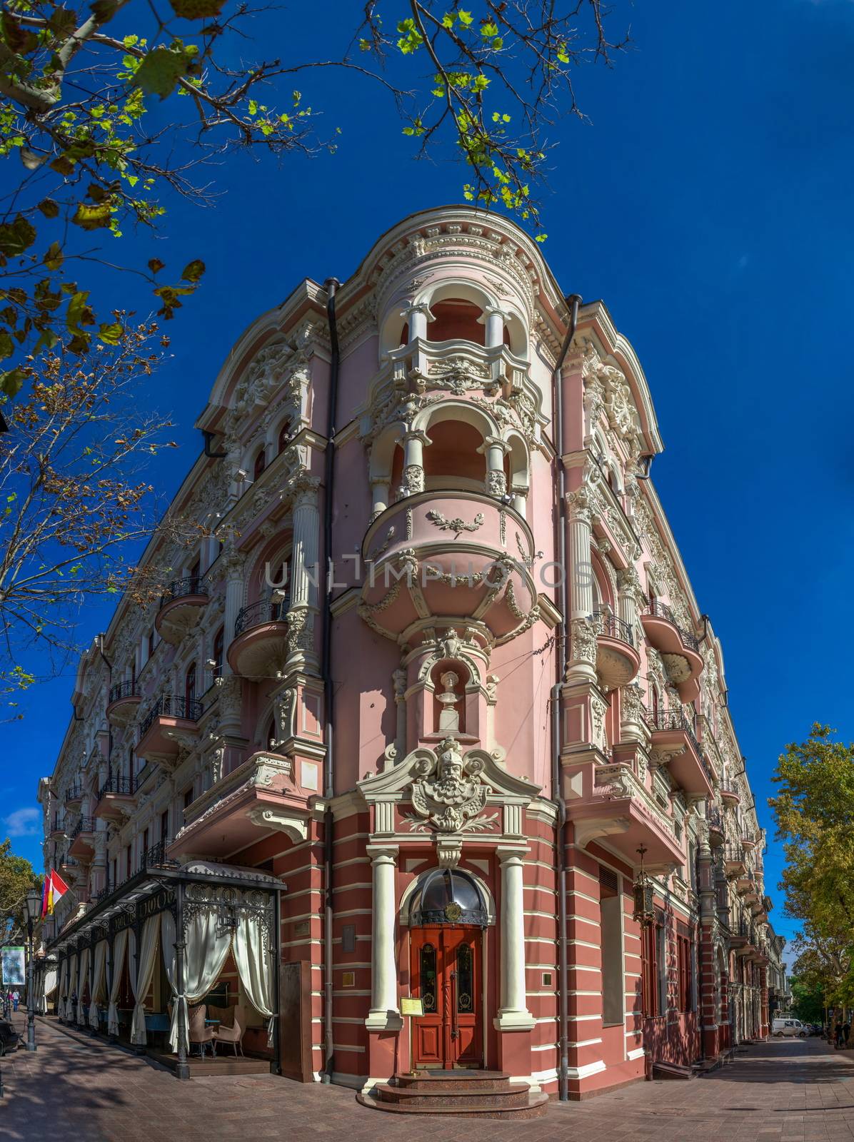 Odessa, Ukraine - 10.14.2019. Bristol Hotel in the historic center of the Odessa city. Recently opened luxury hotel in a historic building on Pushkin street