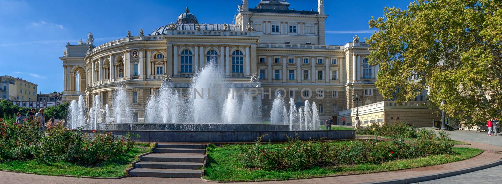 Fountain on Theater Square in Odessa, Ukraine by Multipedia