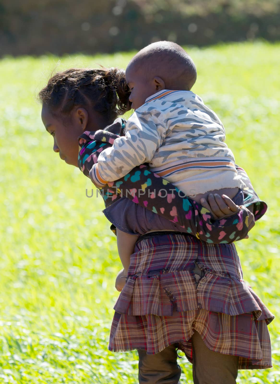 Fiadanana, Madagascar on july 26, 2019 - The children in the local village. Many stay without education because of lack of money. July 26, 2019