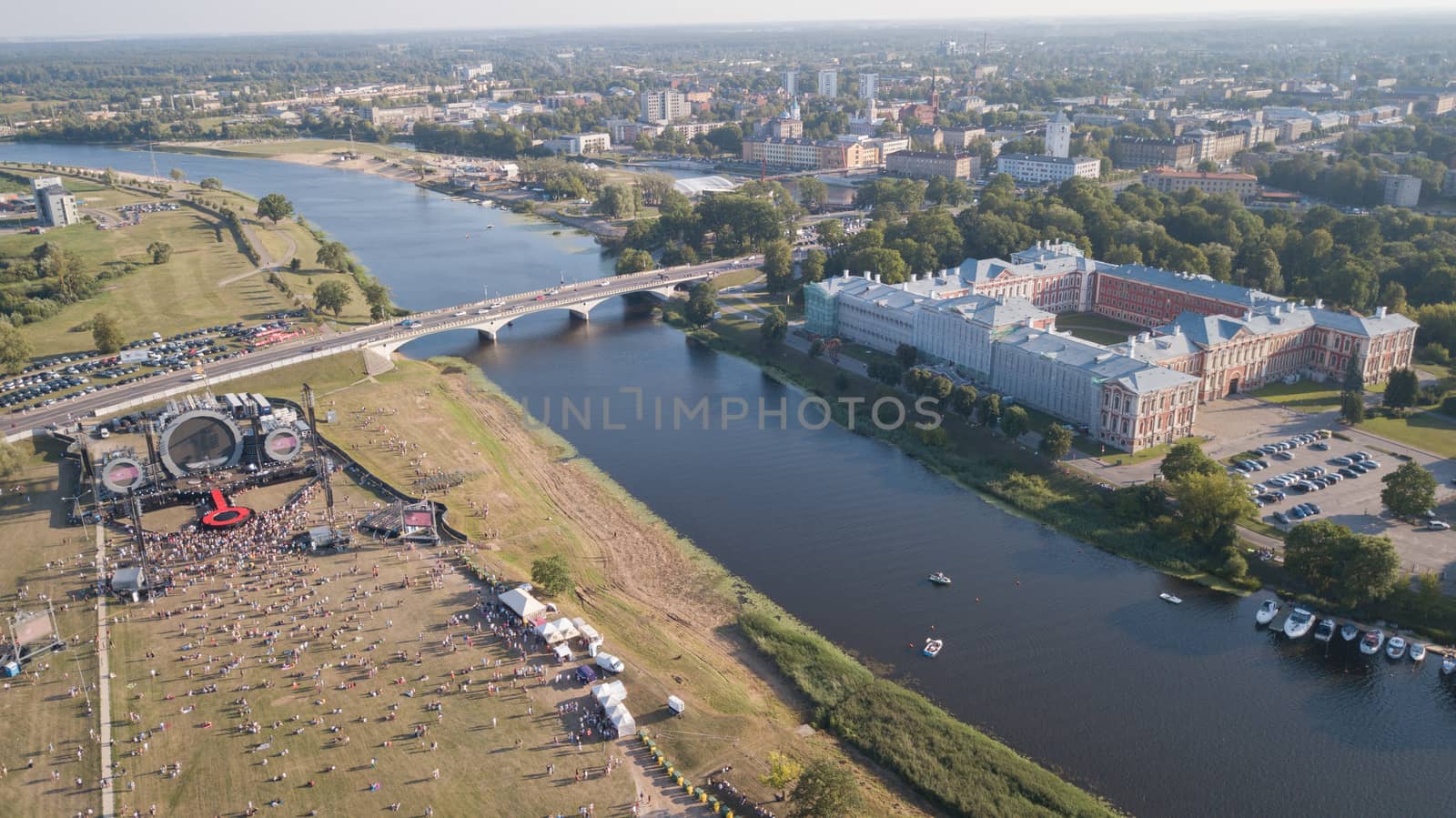 Aerial view of Jelgava city Latvia Zemgale drone top view