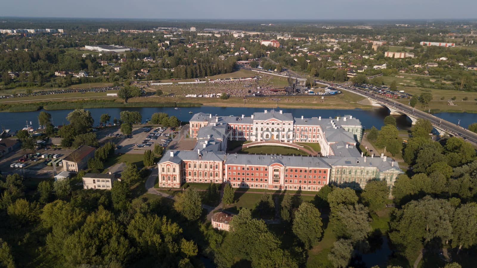 Aerial view of Jelgava city Latvia Zemgale drone top view by desant7474