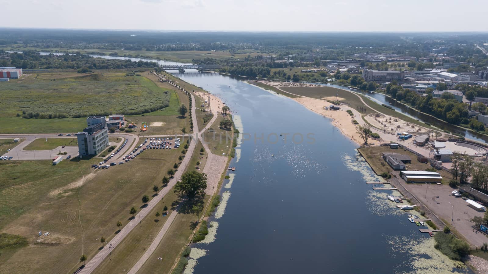 Aerial view of Jelgava city Latvia Zemgale drone top view