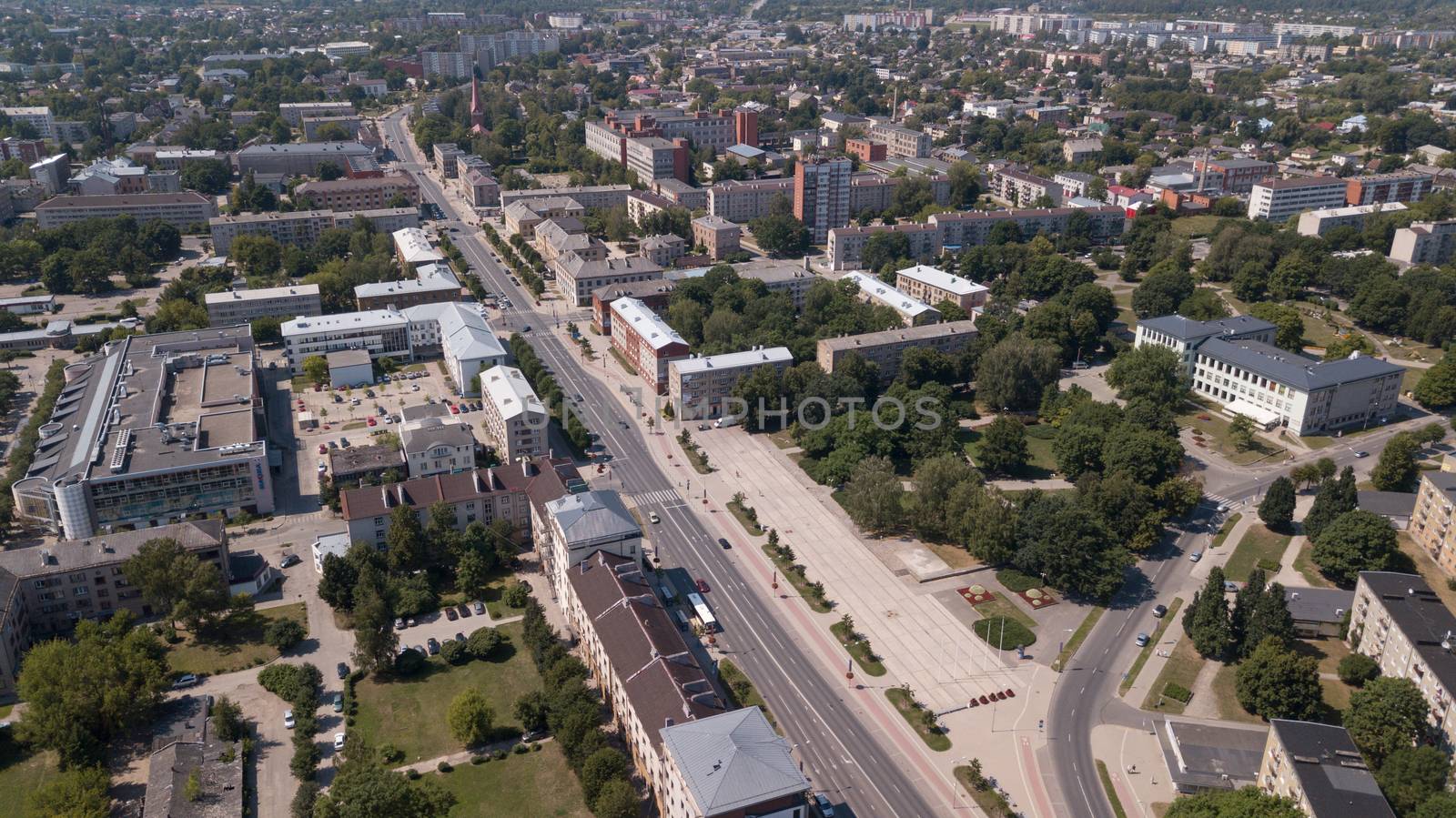 Aerial view of Jelgava city Latvia Zemgale drone top view