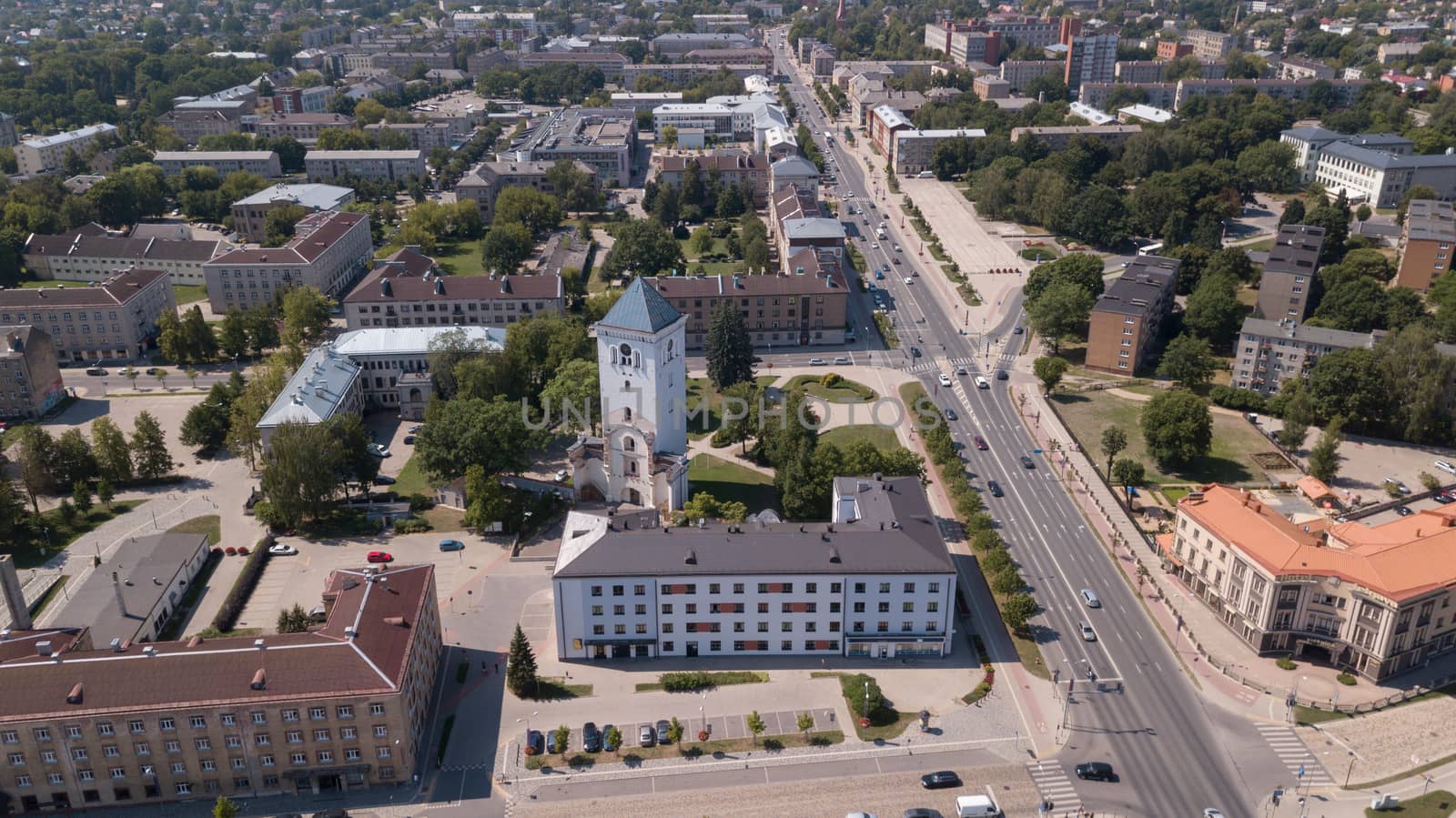 Aerial view of Jelgava city Latvia Zemgale drone top view