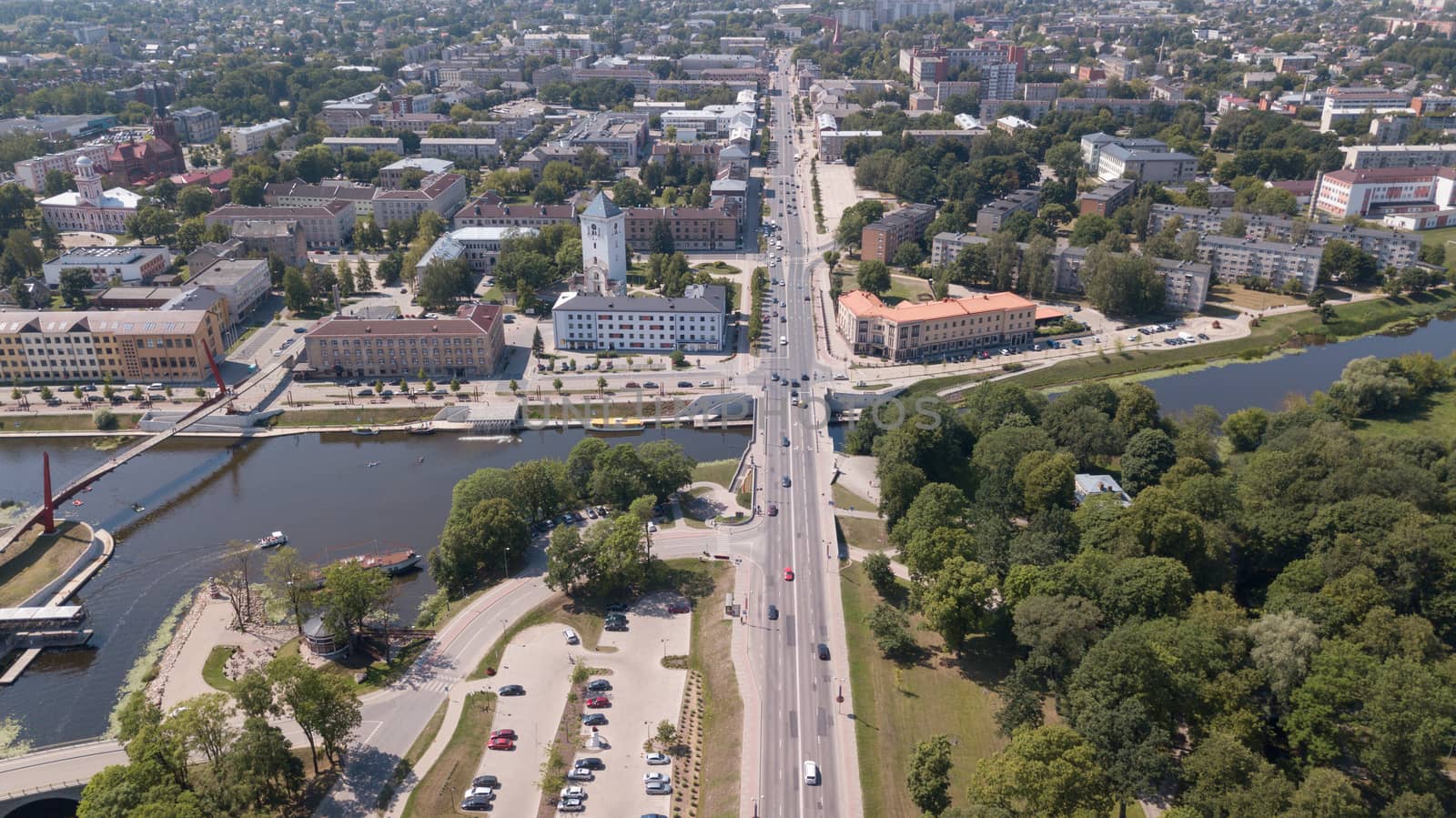 Aerial view of Jelgava city Latvia Zemgale drone top view