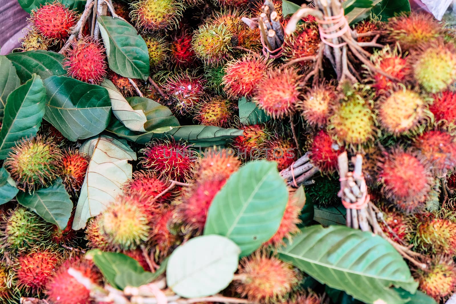 Fresh rambutan in local market, Thailand.