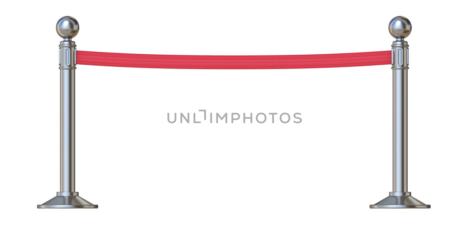 Red barrier tape 3D render illustration isolated on white background