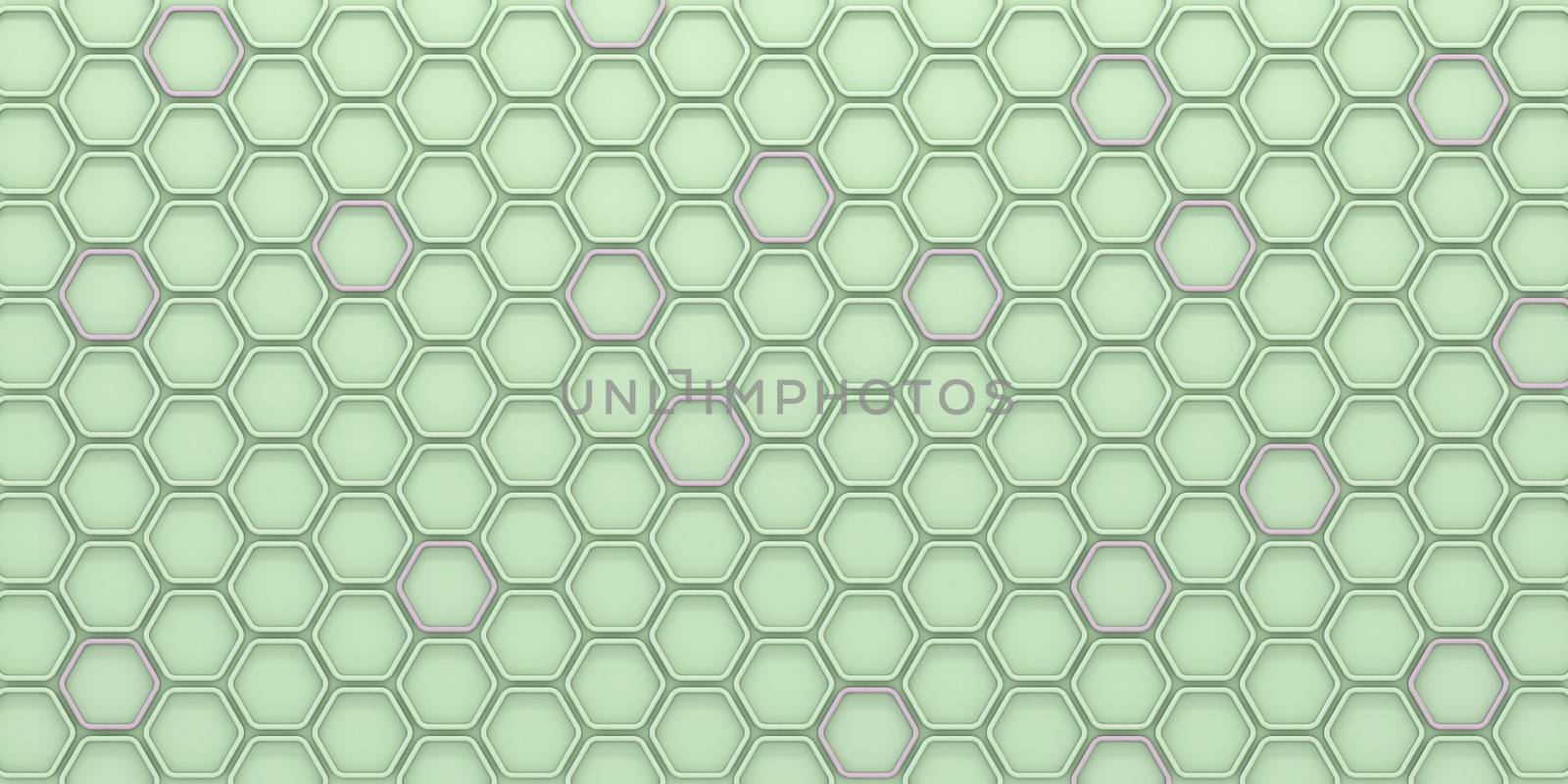 Green and pink arranged hexagon tiles 3D by djmilic