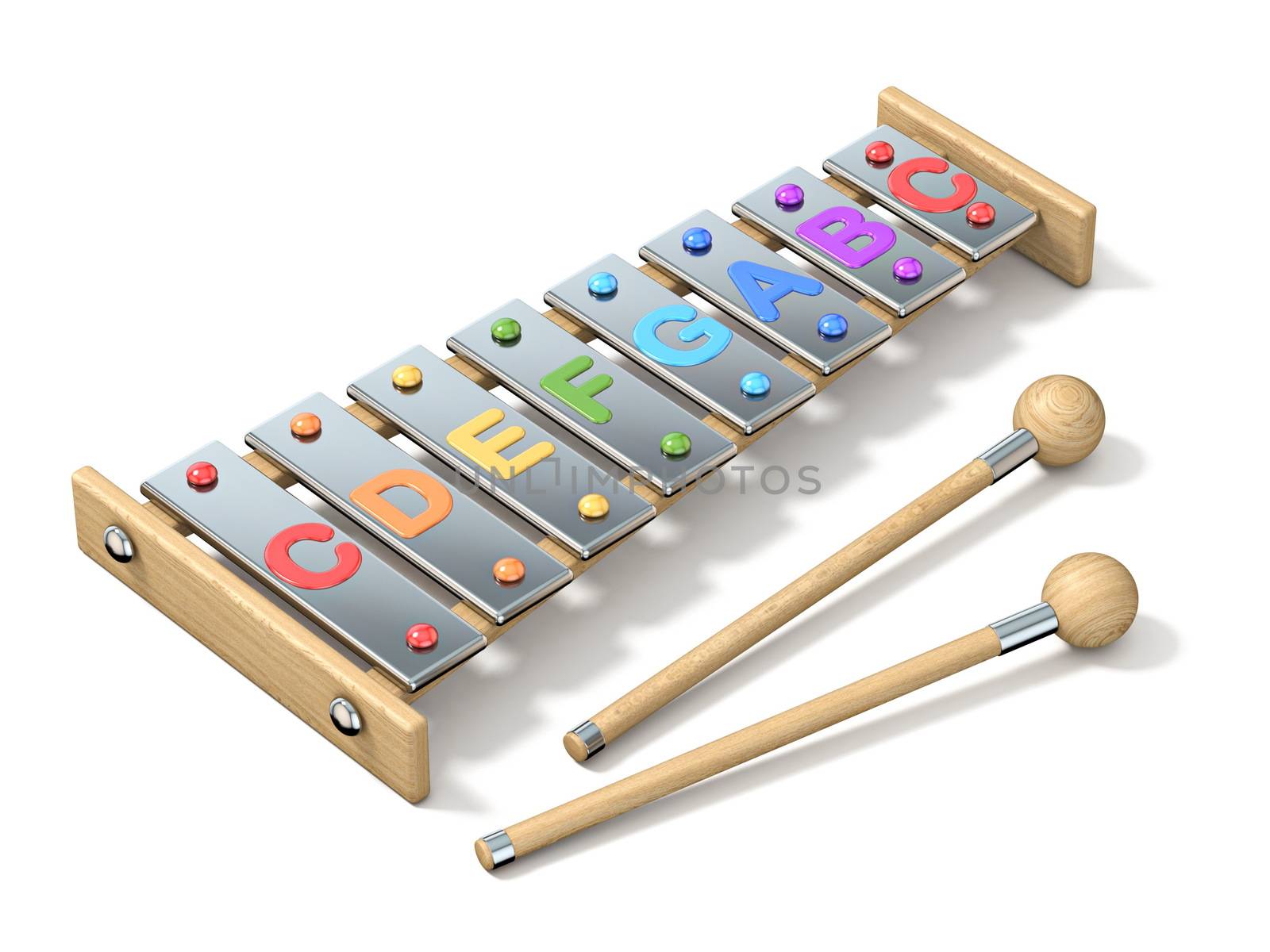 Colorful eight note, one octave xylophone 3D by djmilic