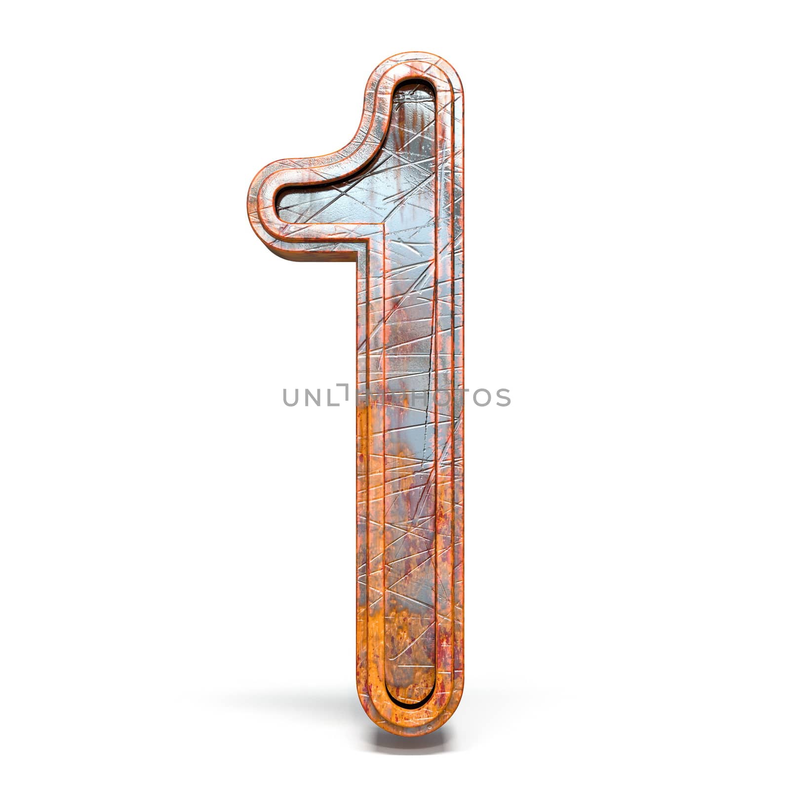 Rusty metal font Number 1 ONE 3D by djmilic