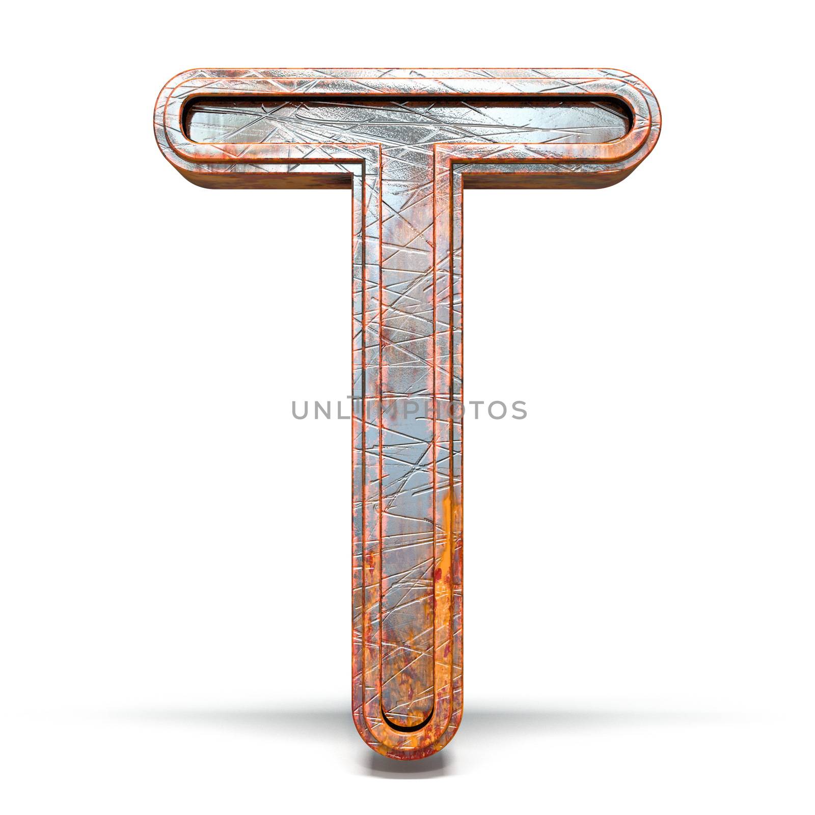 Rusty metal font Letter T 3D by djmilic