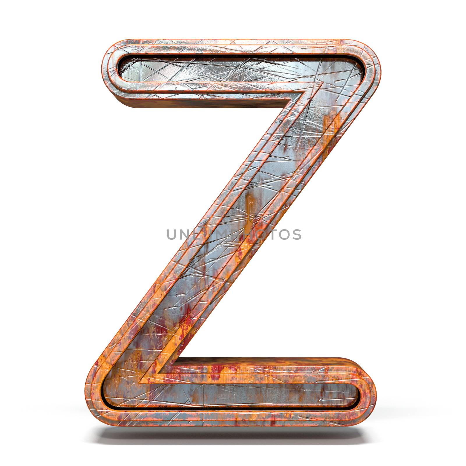 Rusty metal font Letter Z 3D by djmilic