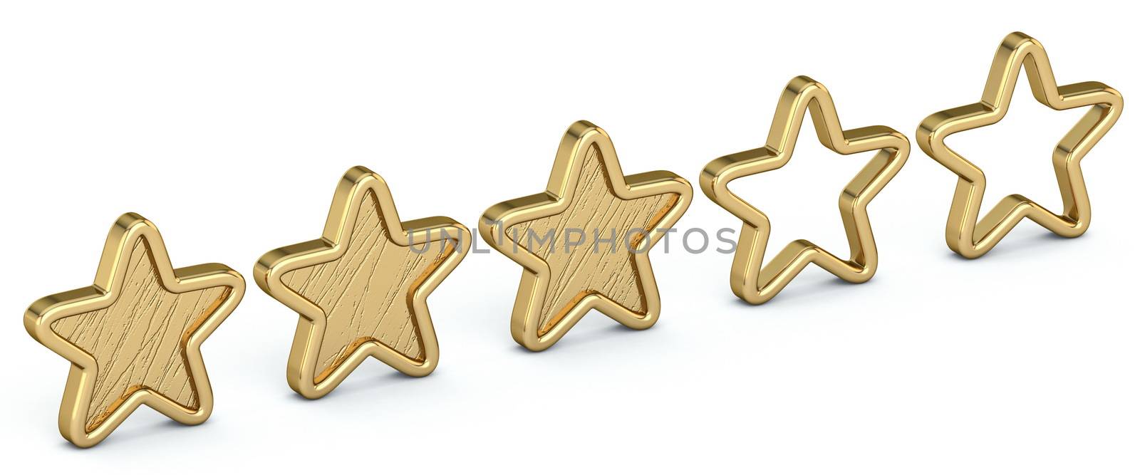 Voting concept rating THREE golden stars 3D by djmilic