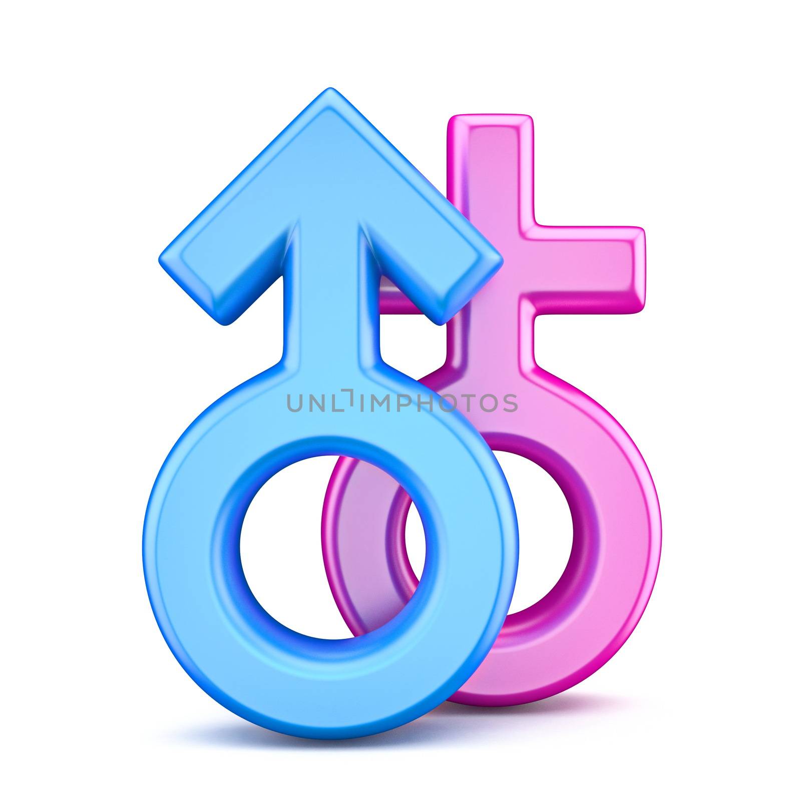 Pink female and blue male sex symbols 3D by djmilic