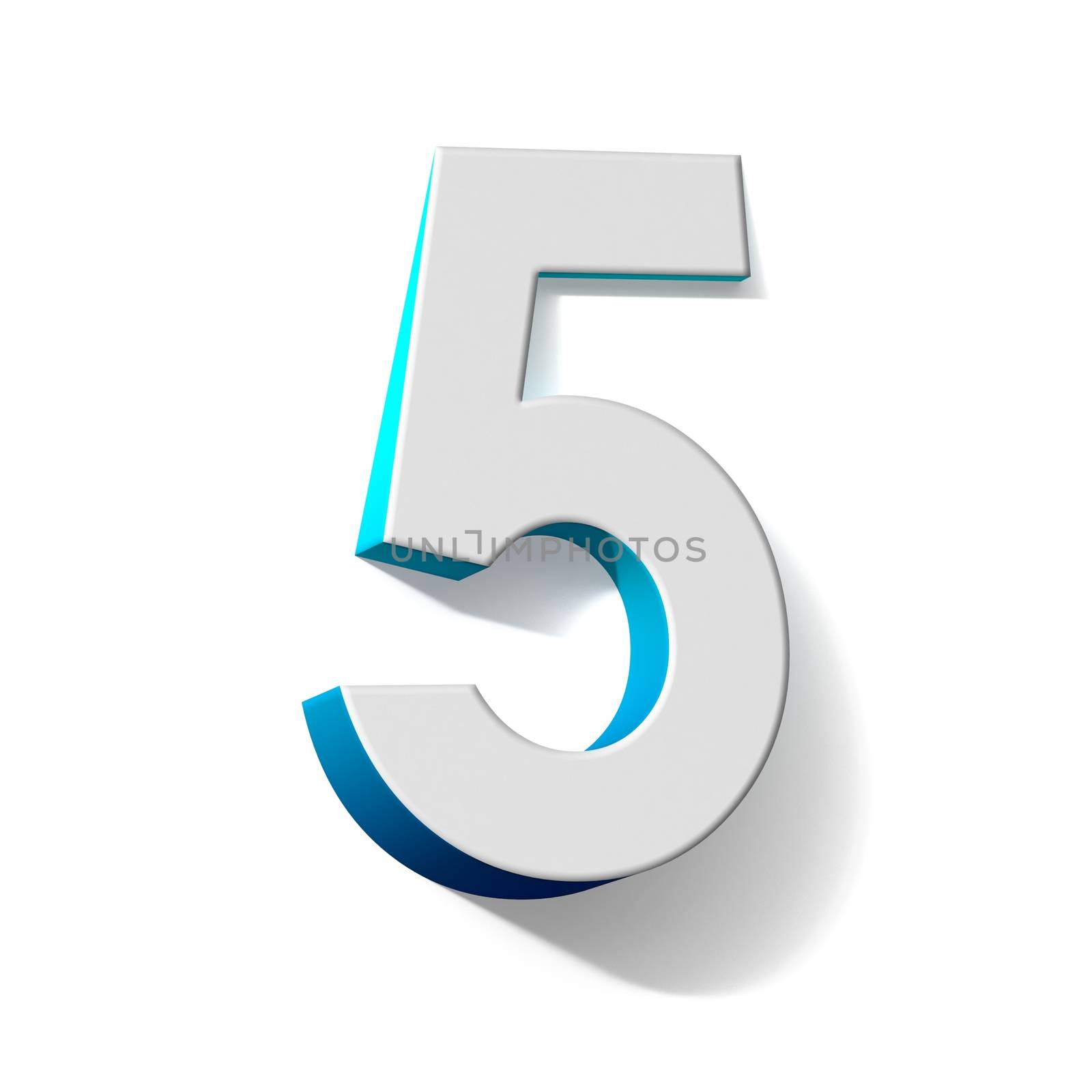 Blue gradient number 5 FIVE 3D render illustration isolated on white background