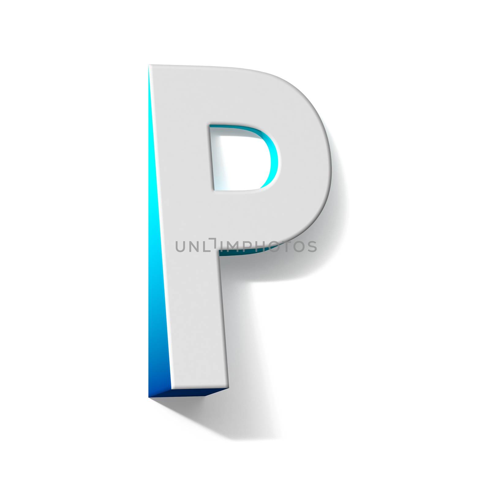 Blue gradient Letter P 3D render illustration isolated on white background