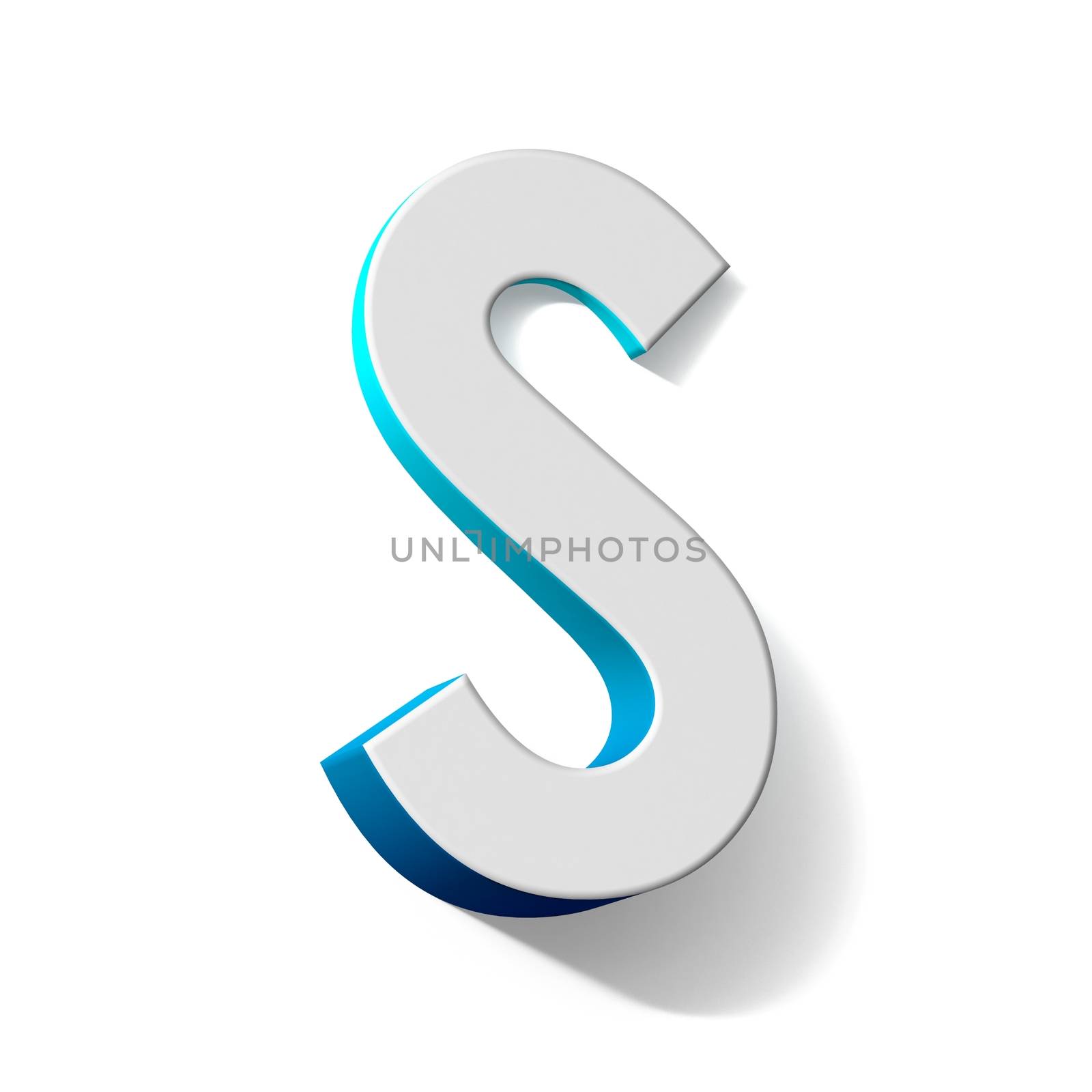 Blue gradient Letter S 3D render illustration isolated on white background