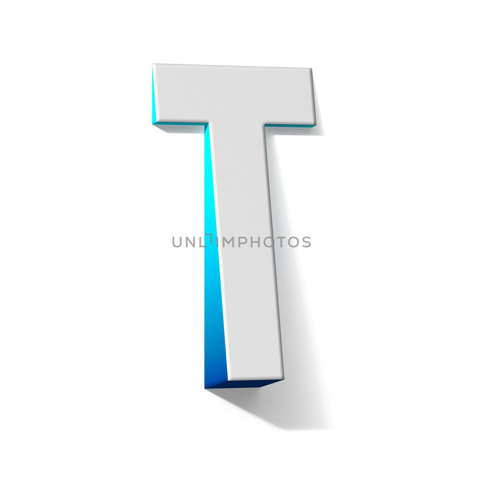 Blue gradient Letter T 3D render illustration isolated on white background
