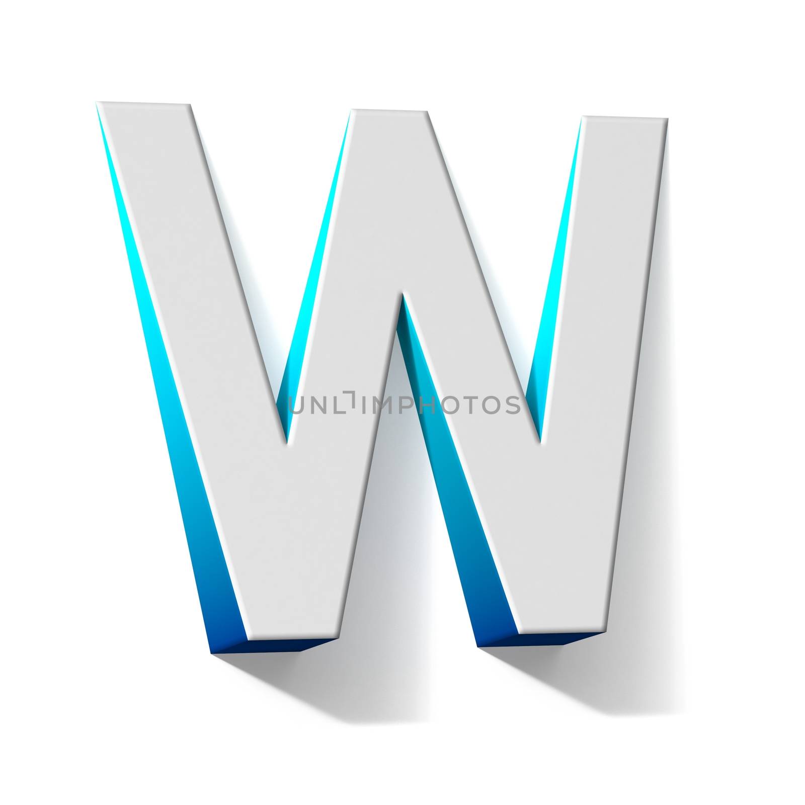 Blue gradient Letter W 3D render illustration isolated on white background
