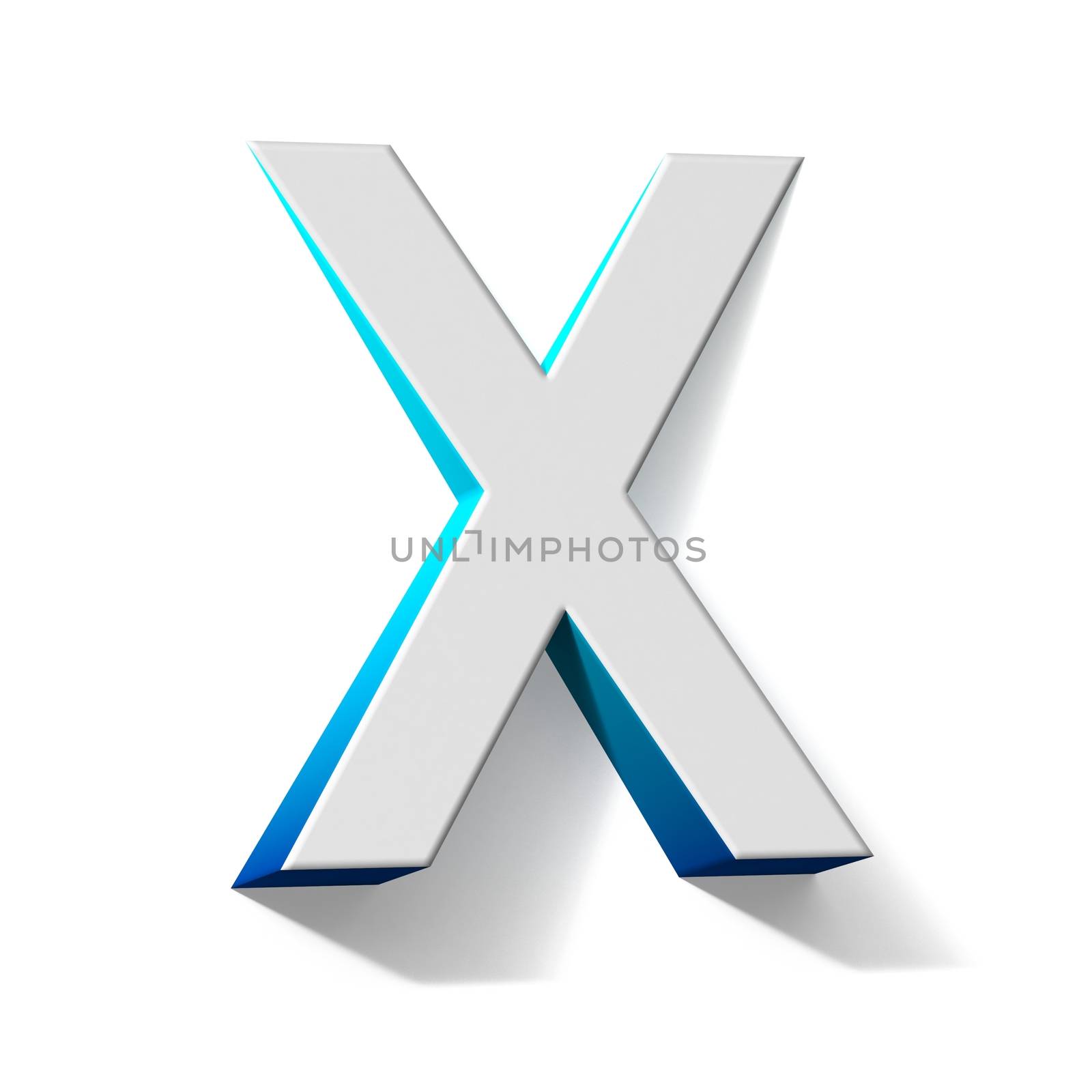 Blue gradient Letter X 3D render illustration isolated on white background