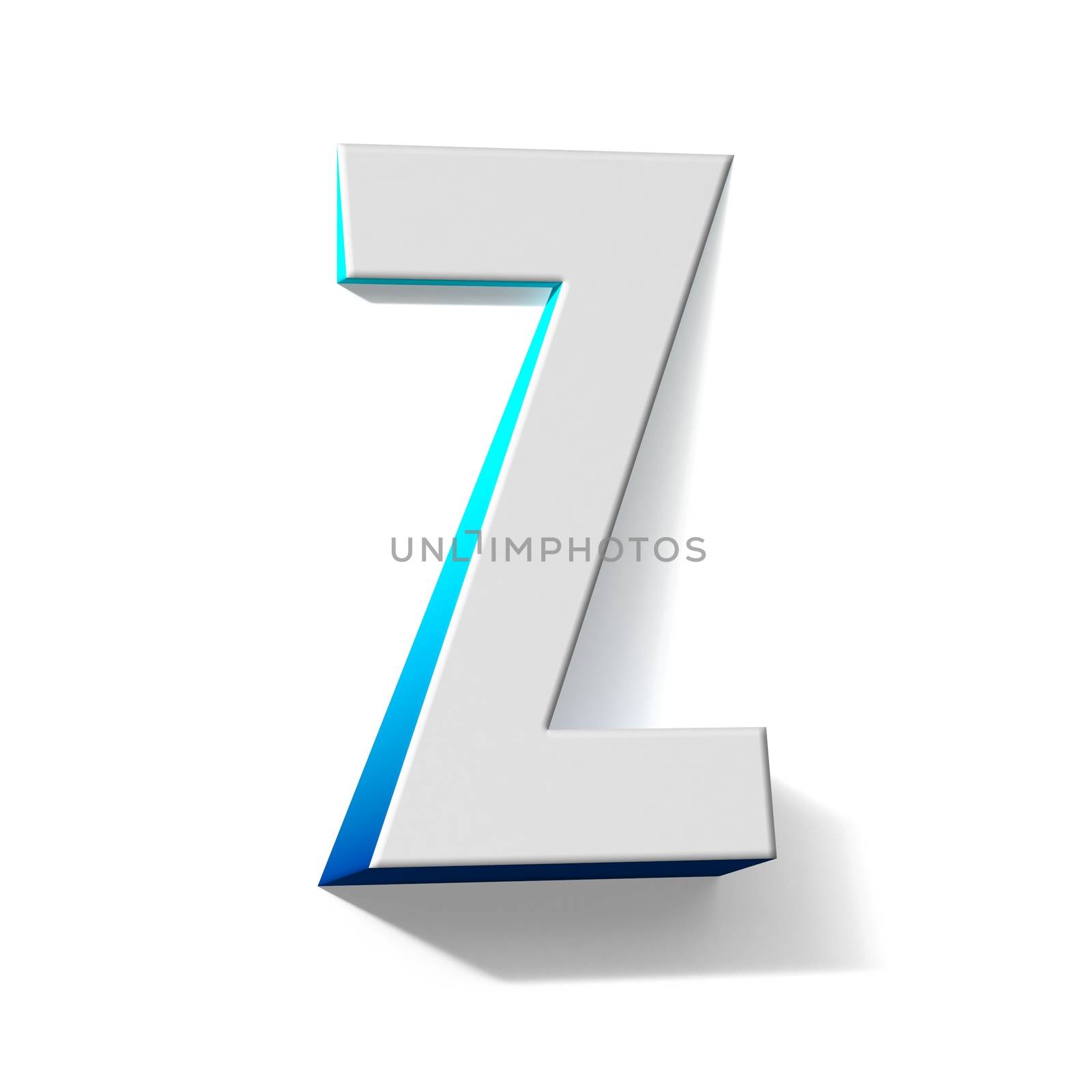 Blue gradient Letter Z 3D render illustration isolated on white background
