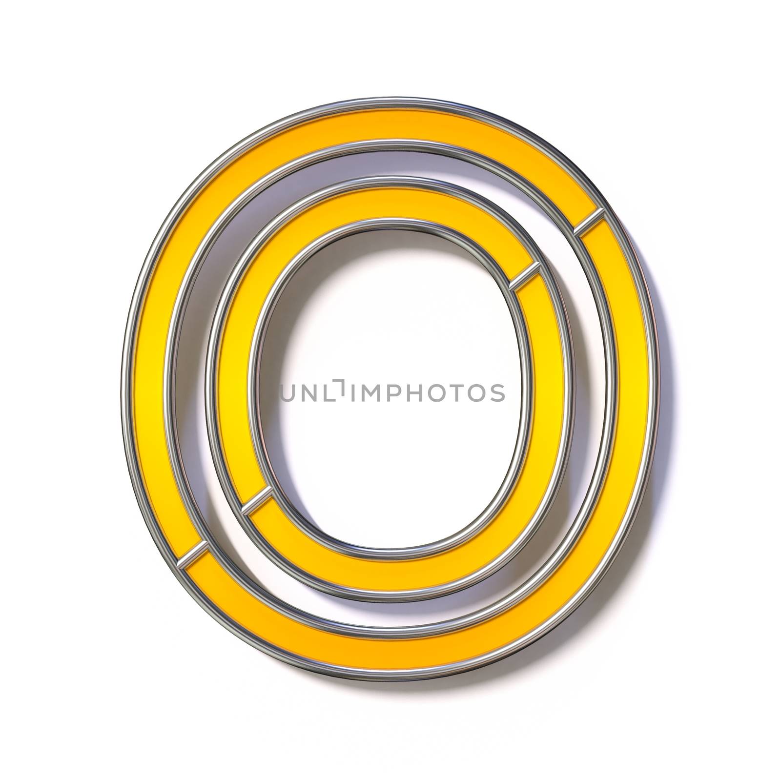 Orange metal wire font Letter O 3D rendering illustration isolated on white background