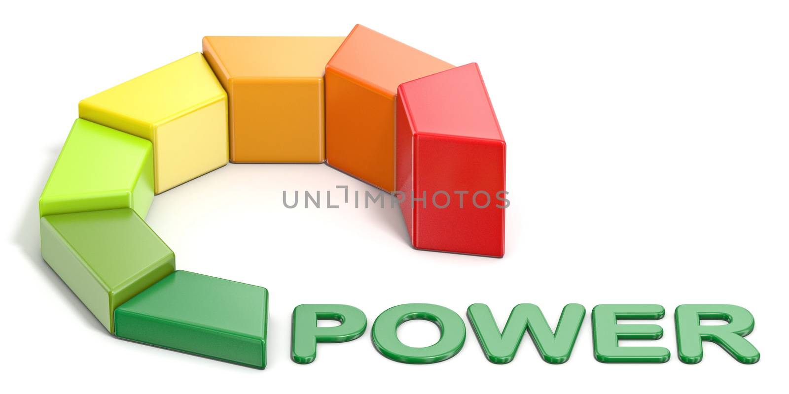 Energetic efficiency Green Power text 3D render illustration isolated on white background