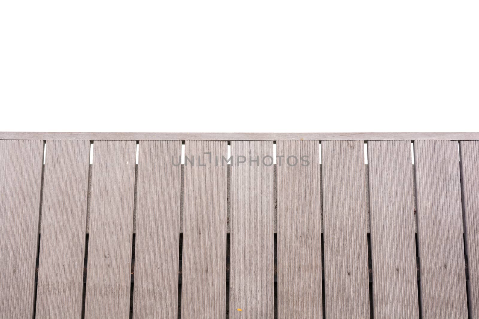 Empty bridge wood top view on over white background