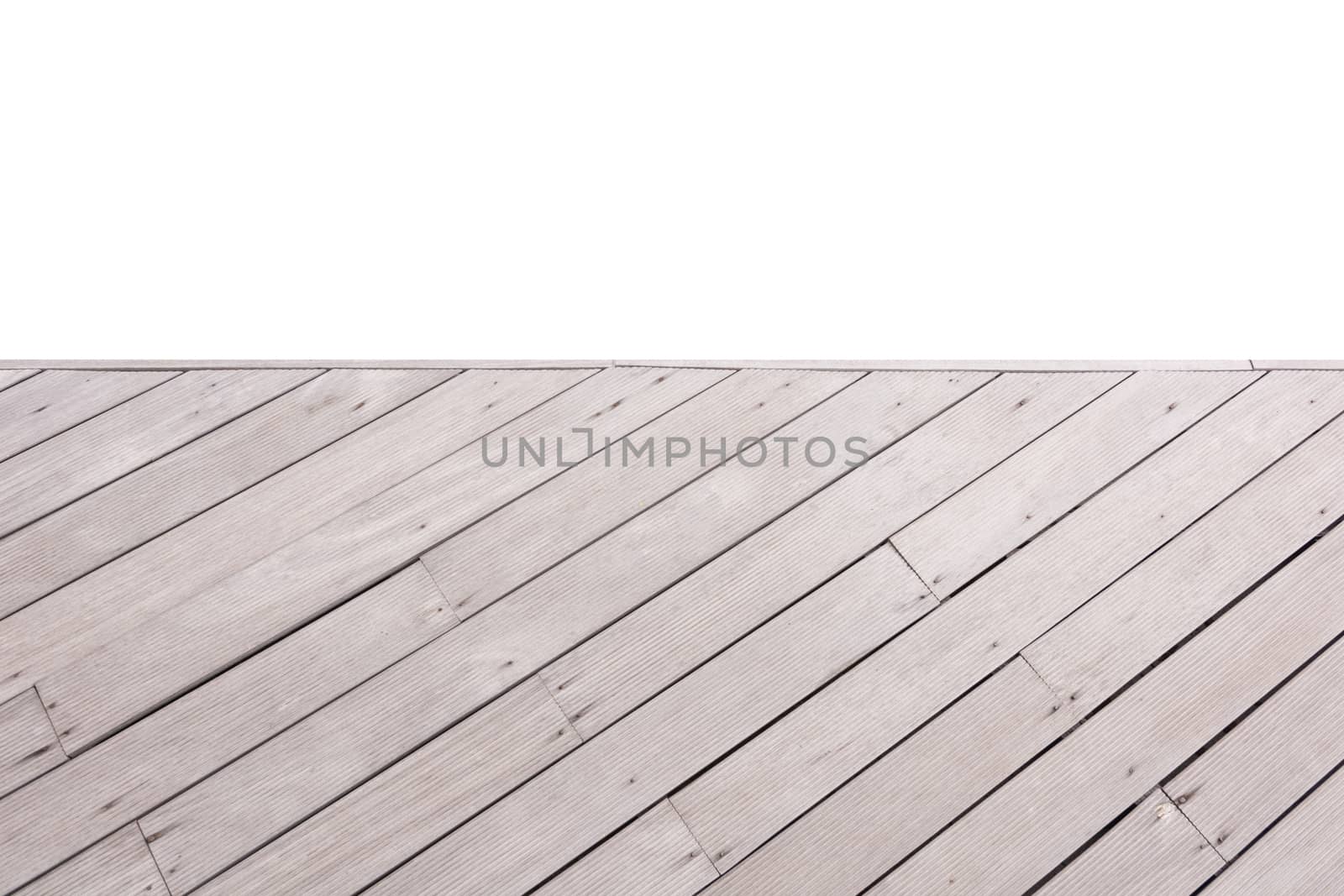 Empty bridge wood top view on over white background