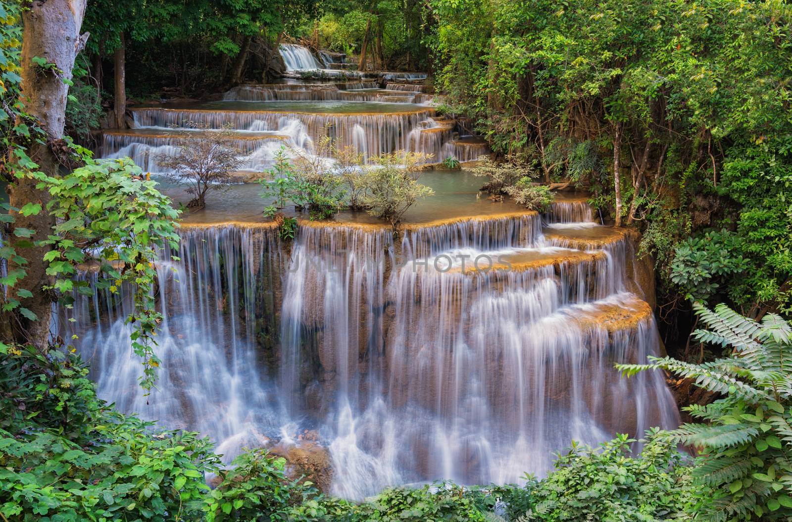 Huay Mae Kamin Waterfall, beautiful waterfall at Kanchanaburi Thailand