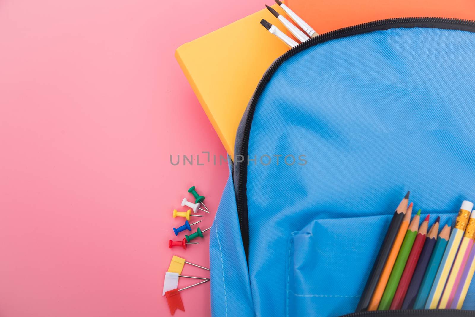 Blue bag backpack for education children by Sorapop