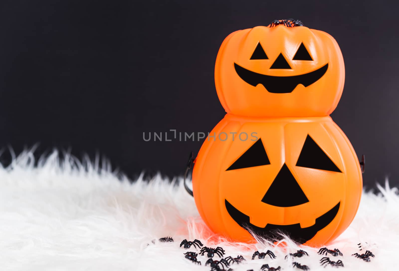 Pumpkin Jack orange color this horror is pumpkin on black backgr by Sorapop