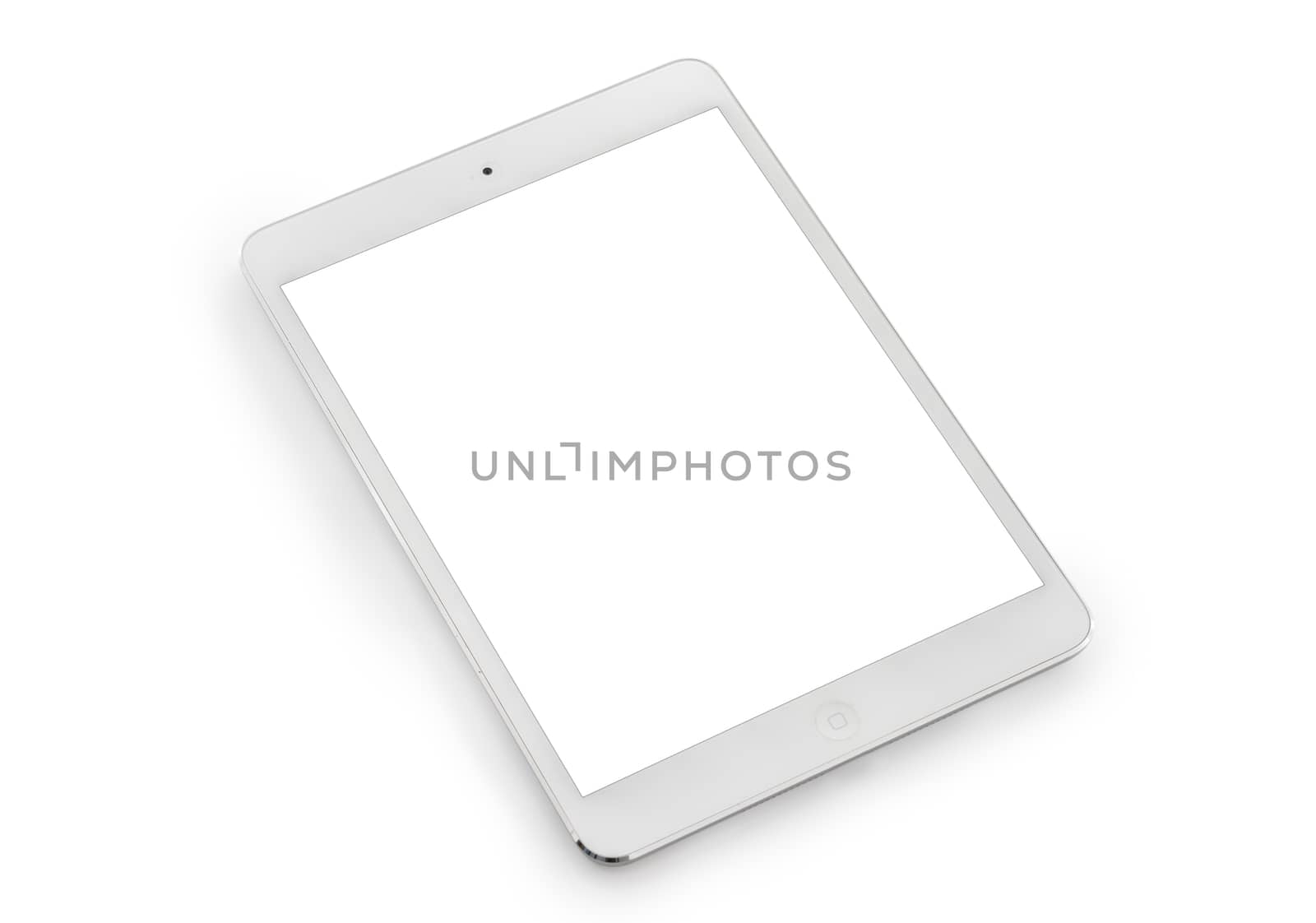 White tablet computer isolated on over white background