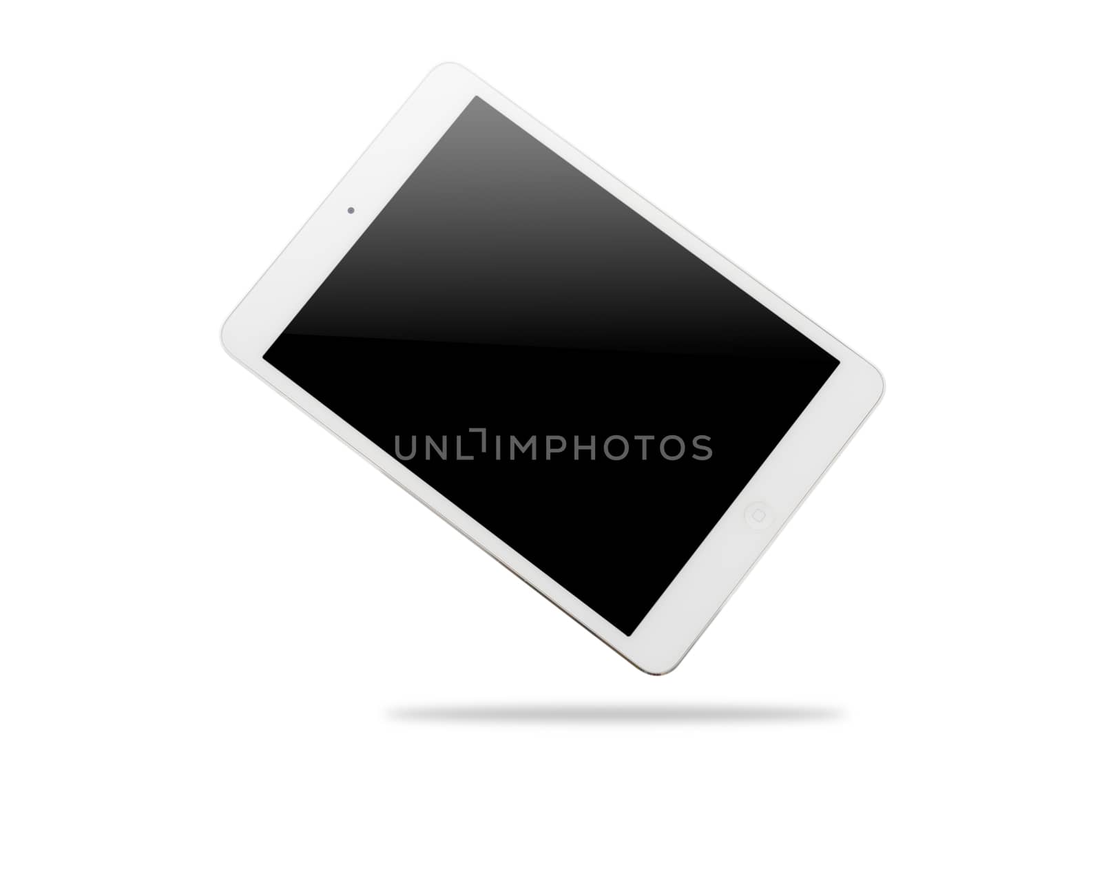 White tablet computer isolated on over white background