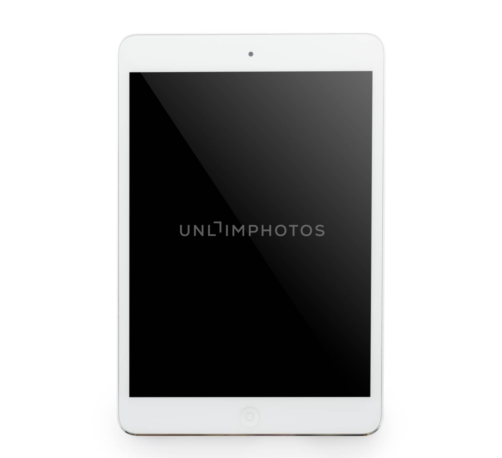 White tablet computer isolated on over white background